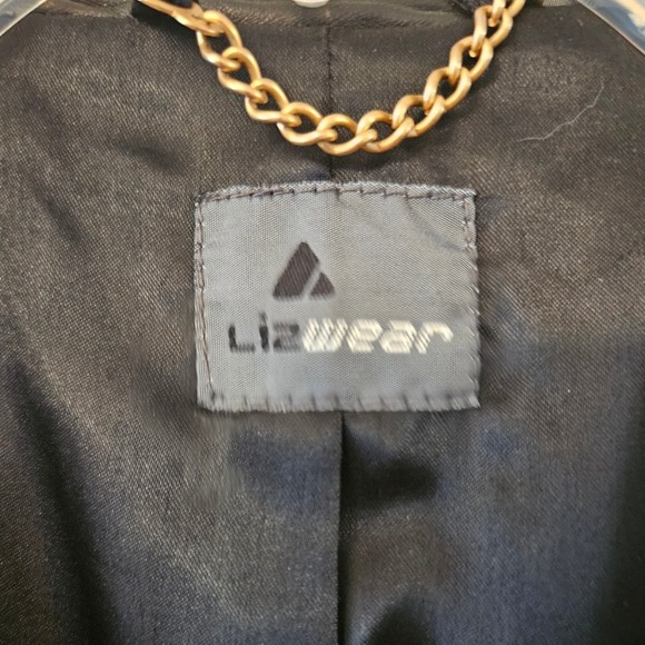 Lizwear Womens Black Leather Jacket Collarless Zip Front Gold Hardware Size M - Picture 3 of 11